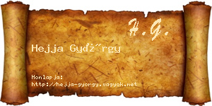 Hejja György névjegykártya